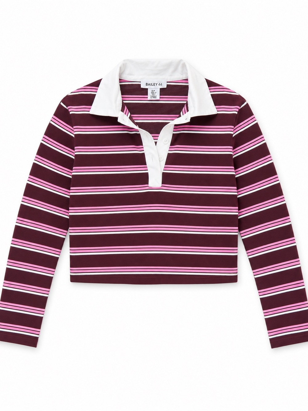 Bailey 44 Maroon and Pink Striped Rugby Polo